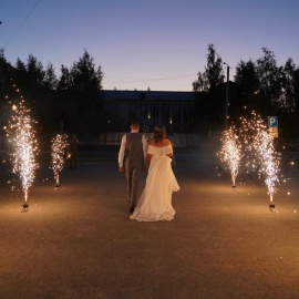 Высота: 3 м<br>Калибр: <br>Кол-во залпов: 6<br>Время работы: 66 сек<br><br>Заказ дорожки из холодных фонтанов — одна из самых популярных услуг на нашем сайте. Отличный .. Свадебная дорожка 3 метра 66 сек.